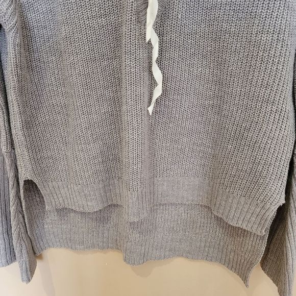 Retrod Knit Grey Soft Sweater with Ribbon Lacing and Bell Sleeves - Picture 7 of 10